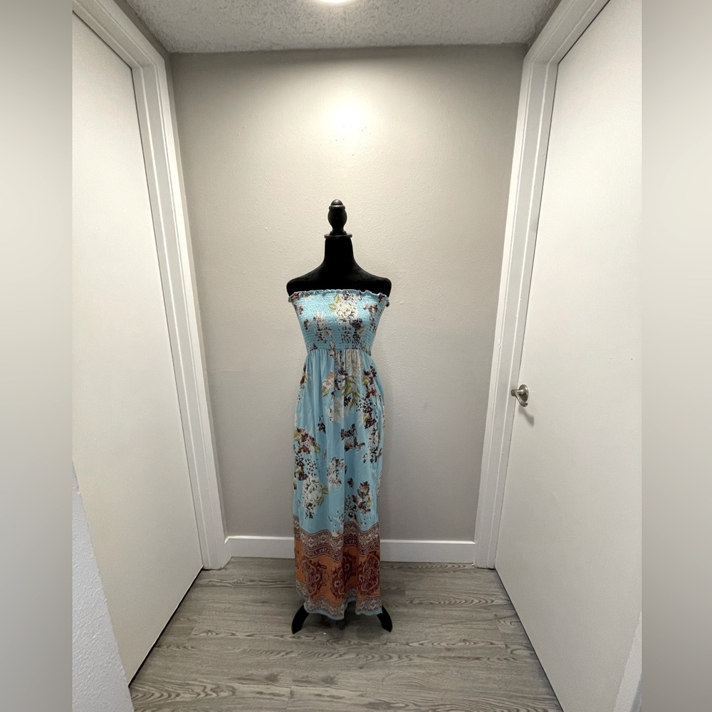 Angie light blue multi design tube top dress Size S